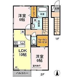 セジュール小坂A 2LDKの間取図画像