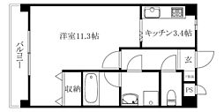 サンシャイン三洋No.2 1Kの間取図画像