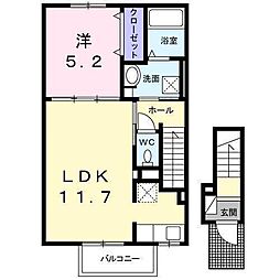 カーサフェリーチェA 1LDKの間取図画像