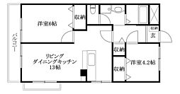 メゾンハイツ西山 2LDKの間取図画像