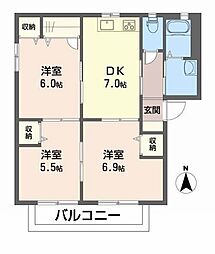 バリュージュSAYAC 3DKの間取図画像