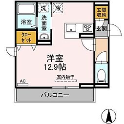 アルソレイユ空港通 ワンルームの間取図画像