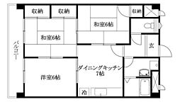室町ビル室町ハイツ 3DKの間取図画像