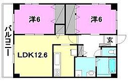 フォブール栗林 2LDKの間取図画像