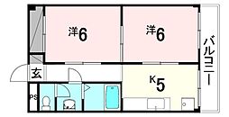 コーポ永田 2DKの間取図画像