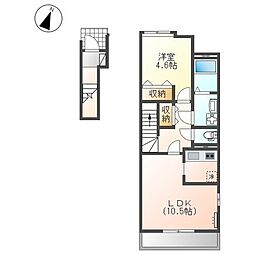 ランド・ヴェルジュ 1LDKの間取図画像