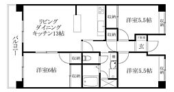 竹乃井ビル 3LDKの間取図画像