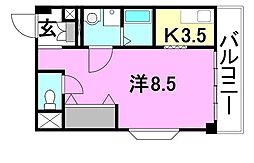プレアール三番町 1Kの間取図画像