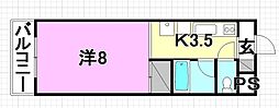 フォースタクマ 1Kの間取図画像