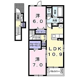 メリーハーバー 2LDKの間取図画像