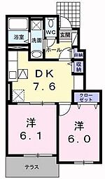ノース・エンゼル 2DKの間取図画像