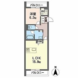 シャーメゾン小坂 1LDKの間取図画像