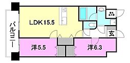 ブライムタワー古川 2LDKの間取図画像