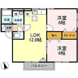 ウィルモアさくら野 2LDKの間取図画像