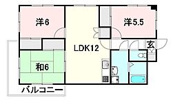 ハープ・スクエアー 3LDKの間取図画像