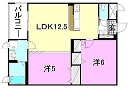 LuxuryMansion 2LDKの間取図画像