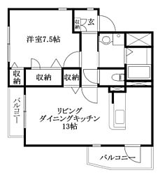 ヴィラクレール2 1LDKの間取図画像
