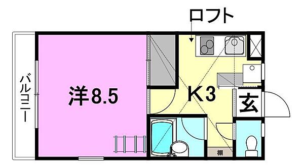 ハイツ　サブリナ 2-A 号室｜愛媛県松山市鷹子町(賃貸アパート1K・2階・30.24㎡)の写真 その2