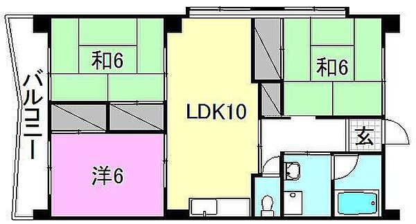 セントヒルズ大任 605 号室｜愛媛県松山市山越4丁目(賃貸マンション3LDK・6階・67.00㎡)の写真 その2