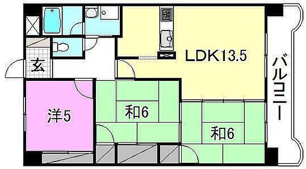 ノーブル道後 203 号室｜愛媛県松山市上市2丁目(賃貸マンション3LDK・2階・69.33㎡)の写真 その2