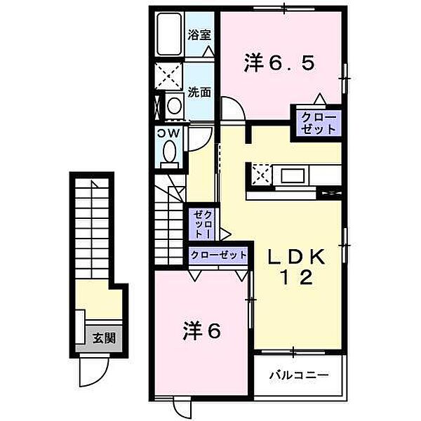 アクテュエルＴ 201 号室｜愛媛県松山市畑寺2丁目(賃貸アパート2LDK・2階・58.86㎡)の写真 その2