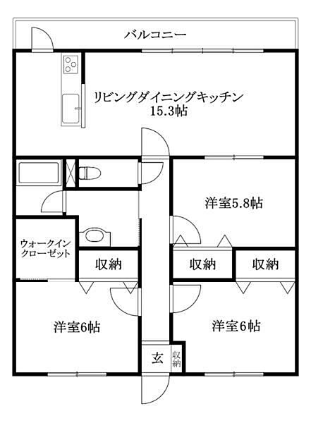 エリヴェール道後 302 号室｜愛媛県松山市岩崎町1丁目(賃貸マンション3LDK・3階・78.32㎡)の写真 その2