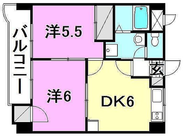 サングレース久万ノ台 603 号室｜愛媛県松山市久万ノ台(賃貸マンション2DK・6階・42.00㎡)の写真 その2