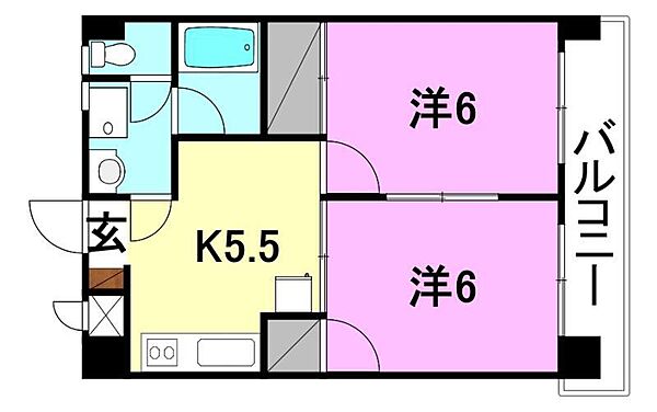 プチメゾン竹内II 203 号室｜愛媛県松山市高岡町(賃貸マンション2DK・2階・37.80㎡)の写真 その2