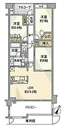 東急田園都市線 たまプラーザ駅 徒歩10分の賃貸マンション 2階3LDKの間取り