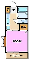 メゾンドシャルポンティエ2 1階1Kの間取り