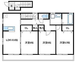 カーサヴェルデ麻生 2階3LDKの間取り