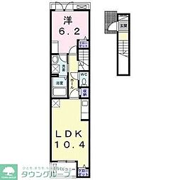 小田急小田原線 町田駅 徒歩18分の賃貸アパート 2階1LDKの間取り