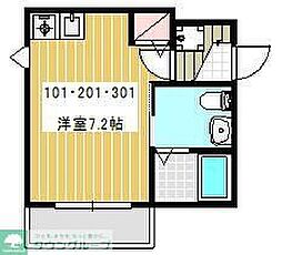 リラクレール長津田Ａ 3階ワンルームの間取り