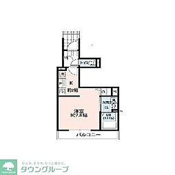 リコルデ田奈 1Kの間取図画像