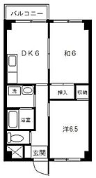 友ビル1号 2DKの間取図画像