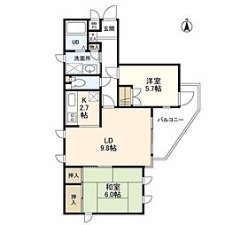 あざみ野ハイム 2LDKの間取図画像