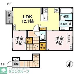 ヒラソル江田 2LDKの間取図画像