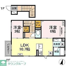 ヒラソル江田 2LDKの間取図画像