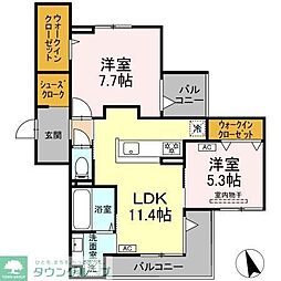 シェーンブルーメ横浜 2LDKの間取図画像