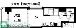 LeavellGrande横浜中川 1DKの間取図画像