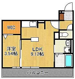 Ariga 10 D棟 3階1LDKの間取り