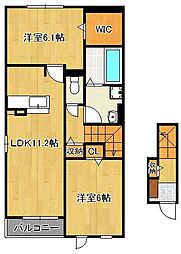 ヴィラルーチェB 2LDKの間取図画像