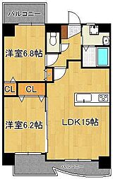 サンシャインシティ 2LDKの間取図画像