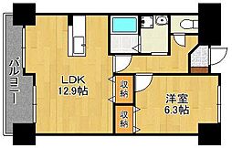 ジャミロ小倉 1LDKの間取図画像
