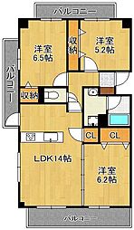 ニューガイア高野 3LDKの間取図画像