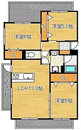 クレールコパン 3LDKの間取図画像
