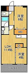 コンダクトレジデンスTOKURIKI322 2LDKの間取図画像