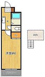 ヤング・グレイス若園 1Kの間取図画像