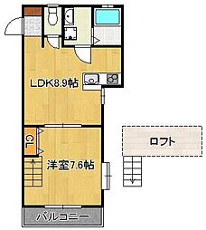 メゾンアレックスワン城野 1LDKの間取図画像