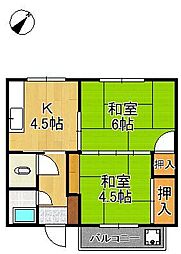 シャトー城野 2Kの間取図画像